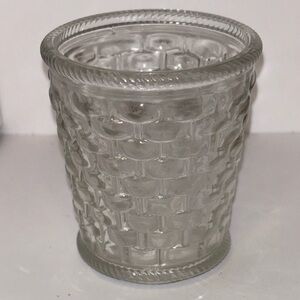 Pressed glass basket weave. Vintage toothpick holder